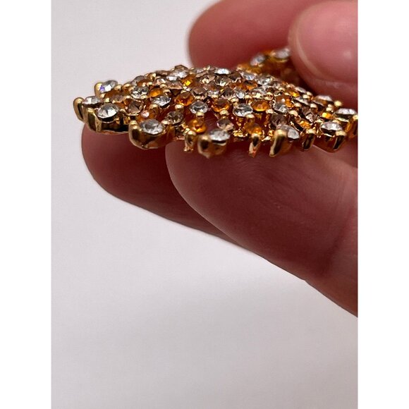 Pierced Earrings 2" Long Fiery Sun Burst and Gold Plated Stunning Earrings - Picture 6 of 10